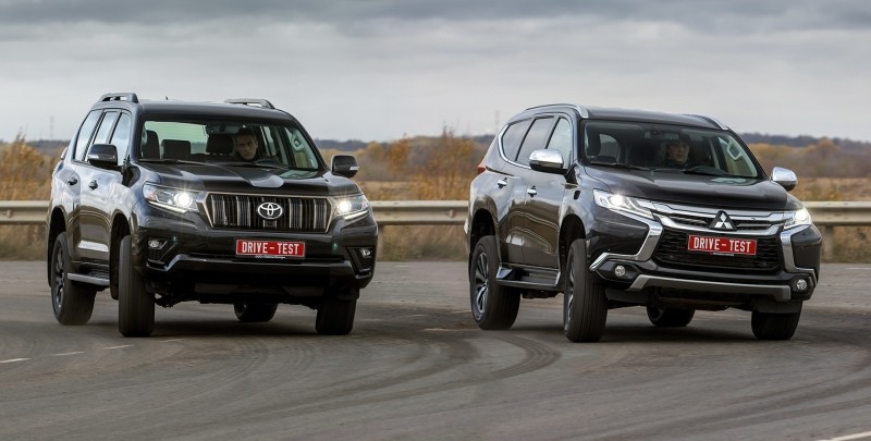 Обгоняем Pajero Sport на&nbsp;рамнике Toyota Land Cruiser Prado