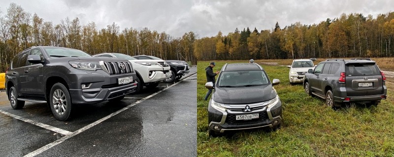 Обгоняем Pajero Sport на&nbsp;рамнике Toyota Land Cruiser Prado