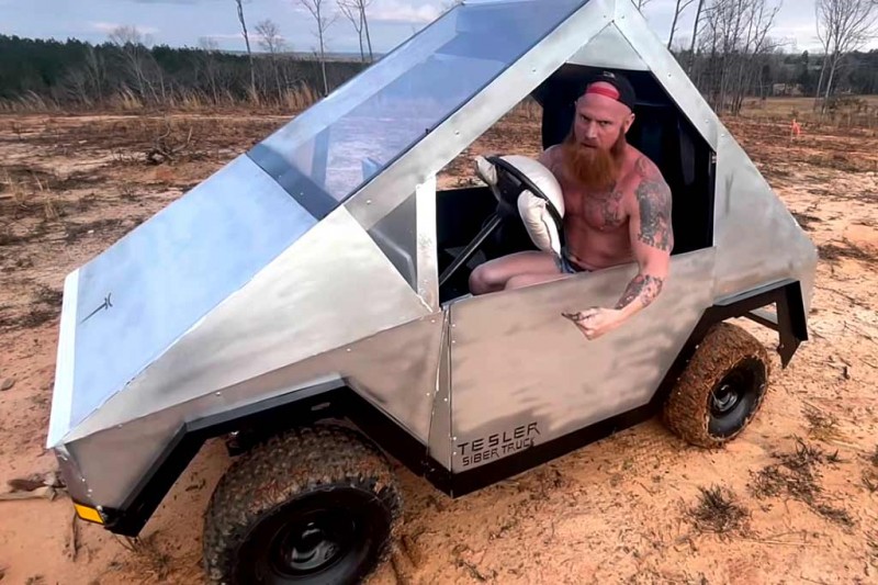 Шуточная реплика Tesla Cybertruck позабавила «инновационными» решениями