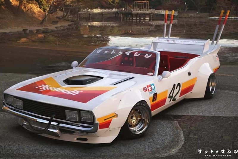 Оцените американский Plymouth Cuda выполненный в японском стиле босодзоку