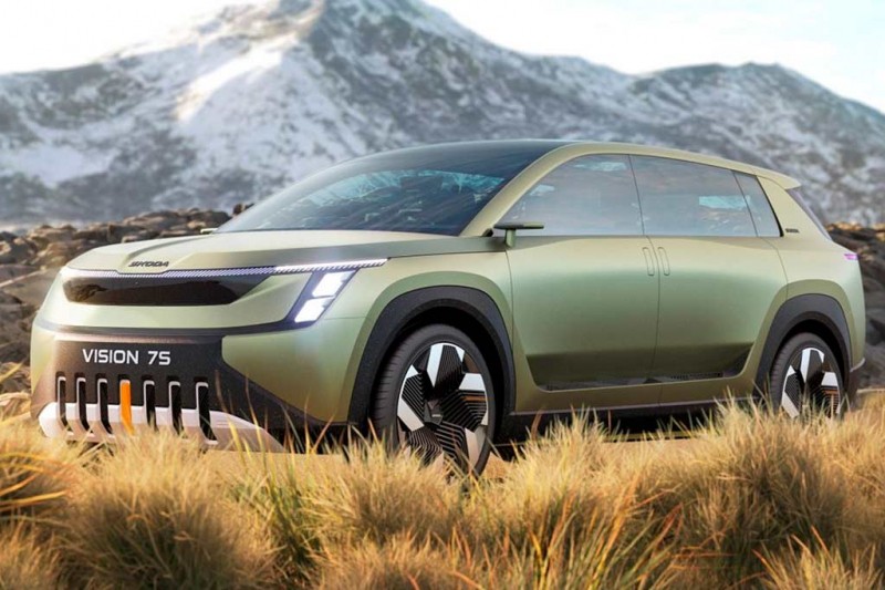 Концептуальный кроссовер Skoda Vision 75 продемонстрировал новый фирменный дизайн