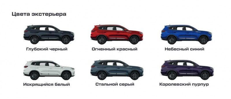 Цвета кузова Chery Tiggo 8 Pro: шесть доступных оттенков для модели