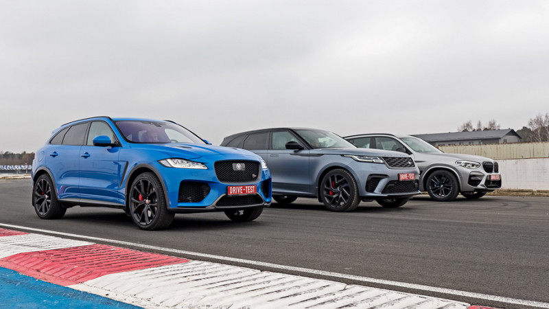 Разгоняем BMW X3 M, Jaguar F-Pace SVR и&nbsp;Range Rover Velar с&nbsp;V8